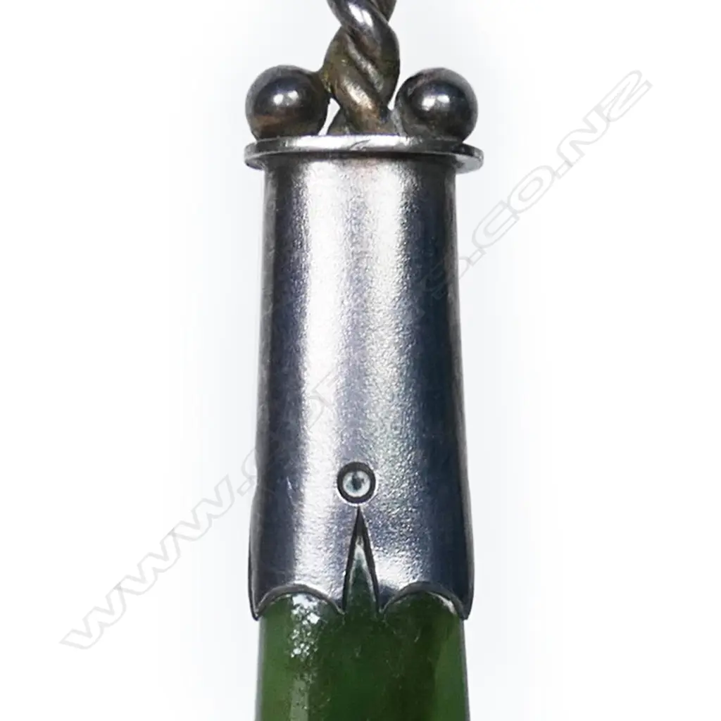 S.H. Drew (Wanganui) silver and greenstone pickle fork, Image 1++